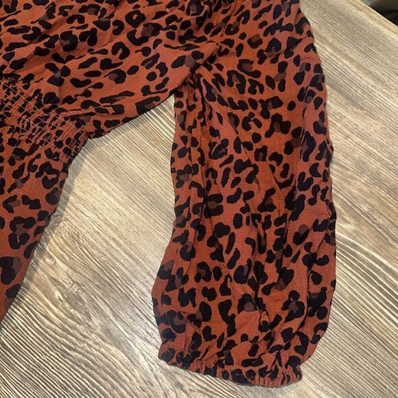 Women's Long Sleeve Smocked A-Line Dress - Knox Rose Leopard Print Medium. Y - Picture 4 of 6